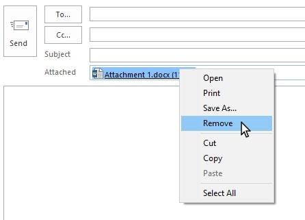 remove the outlook attachment